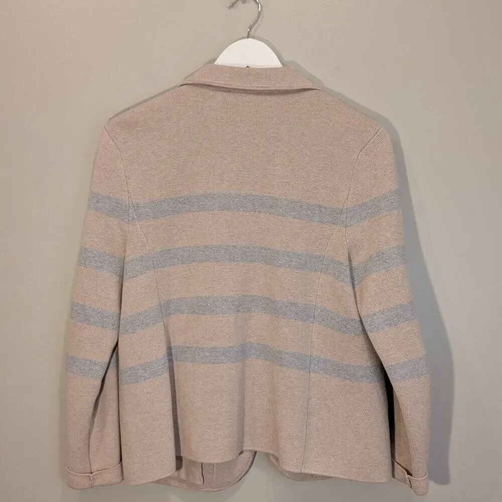 Talbots Sweater Blazer Beige Grey Business Casual Brunch Classic Layer - Size LP